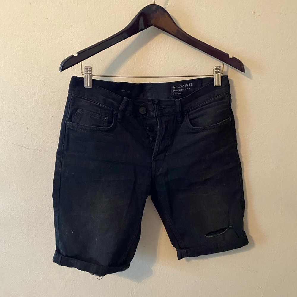 All saints black denim shorts